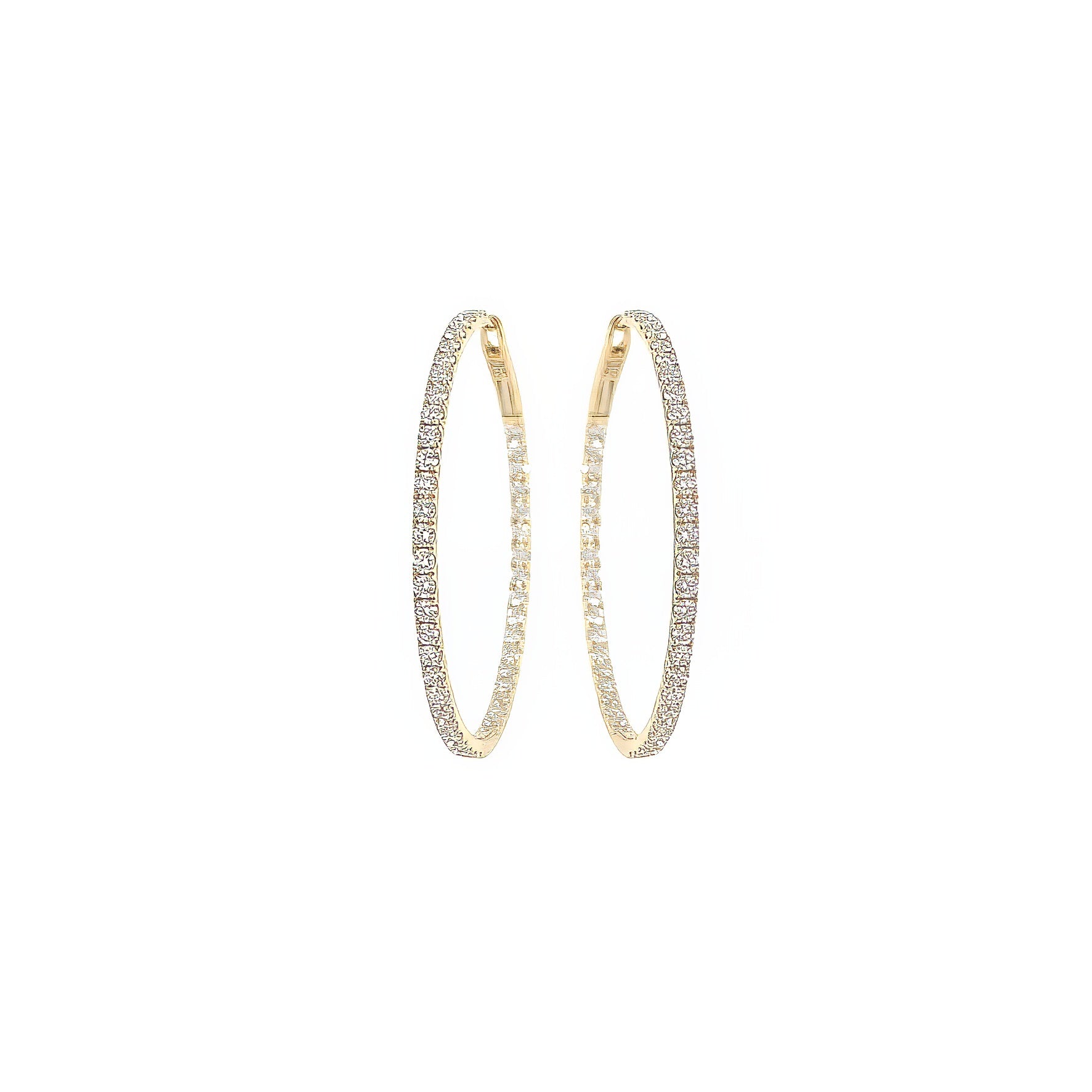 Large Gold Diamond In and Out Hoop Earrings