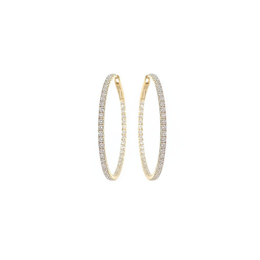 Large Gold Diamond In and Out Hoop Earrings