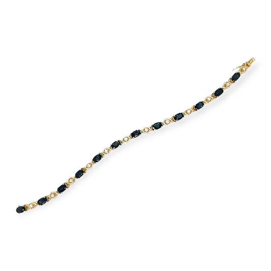 Sapphire Diamond Gold Straightline Bracelet