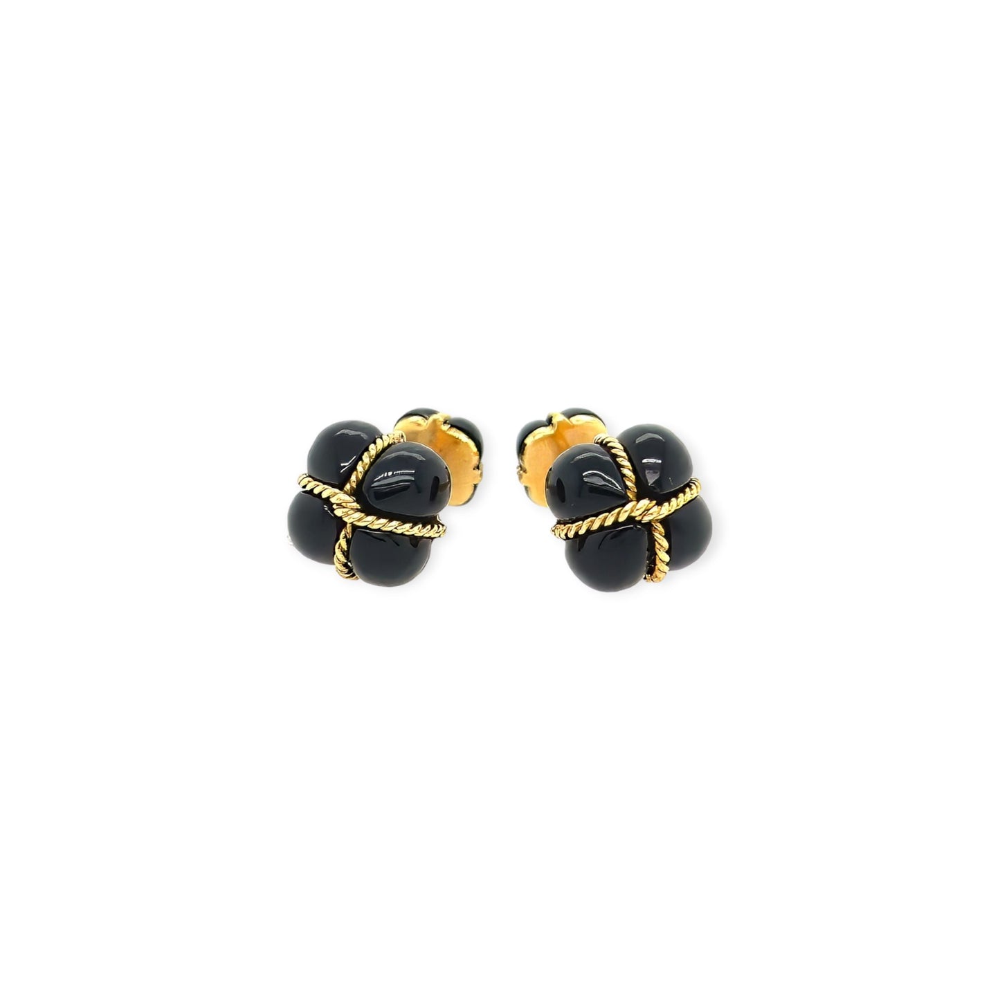 Verdura Black Onyx Wrapped Package Gold Cufflinks