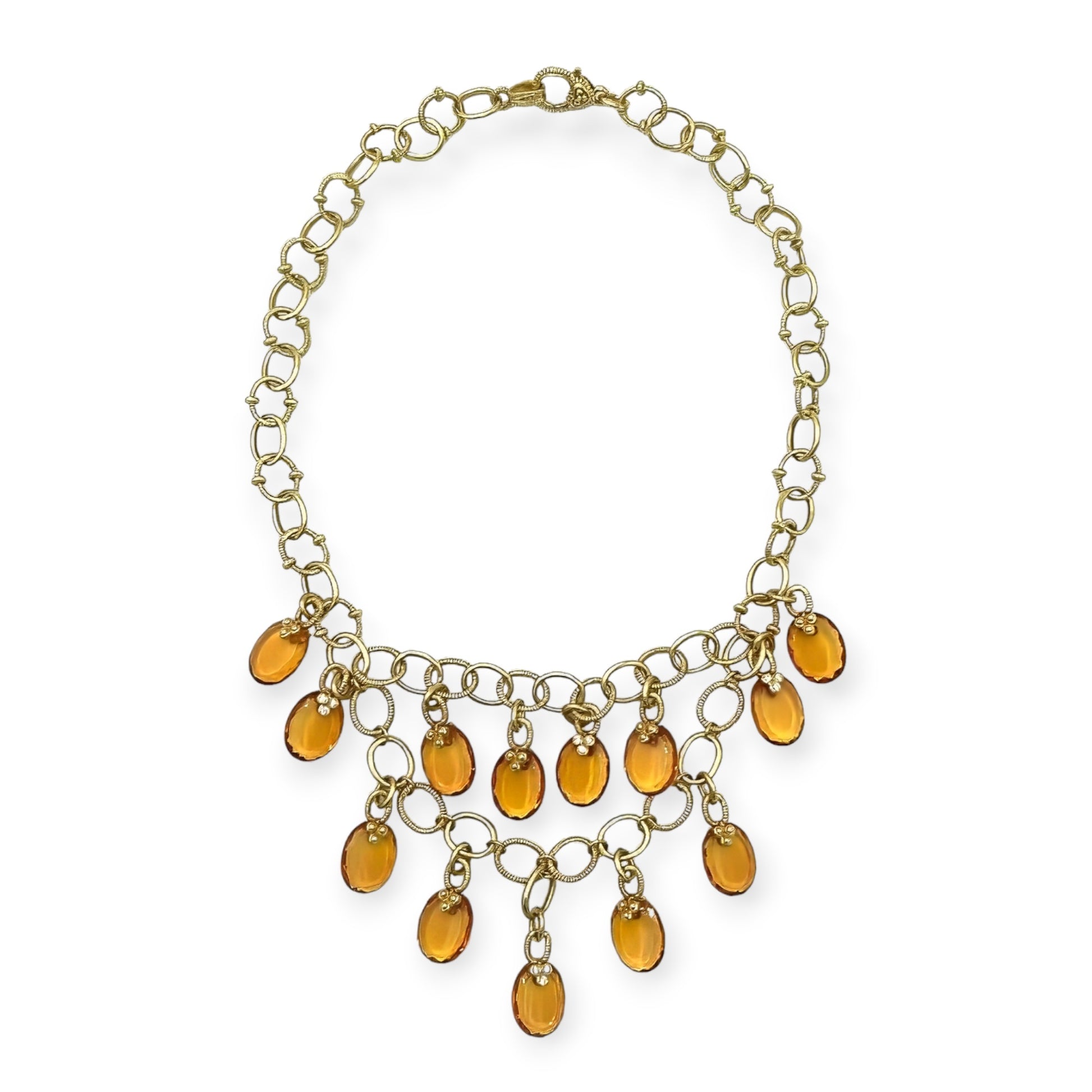 Judith Ripka Citrine Diamond Gold Necklace