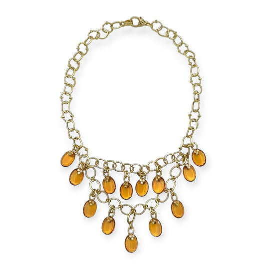 Judith Ripka Citrine Diamond Gold Necklace