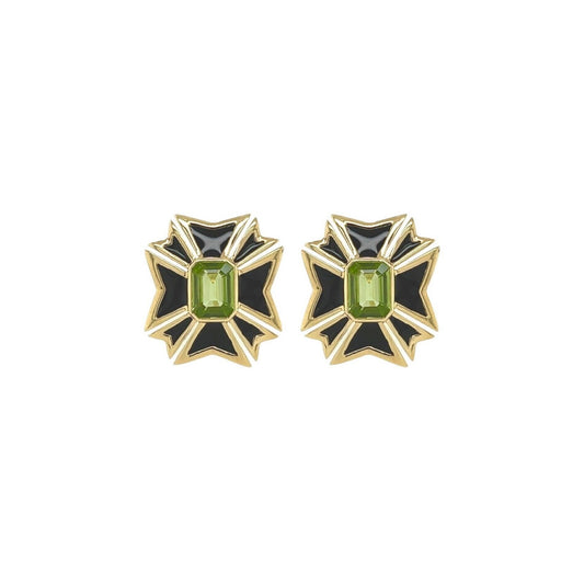 Verdura "Maltese Cross" Enamel Peridot Earrings