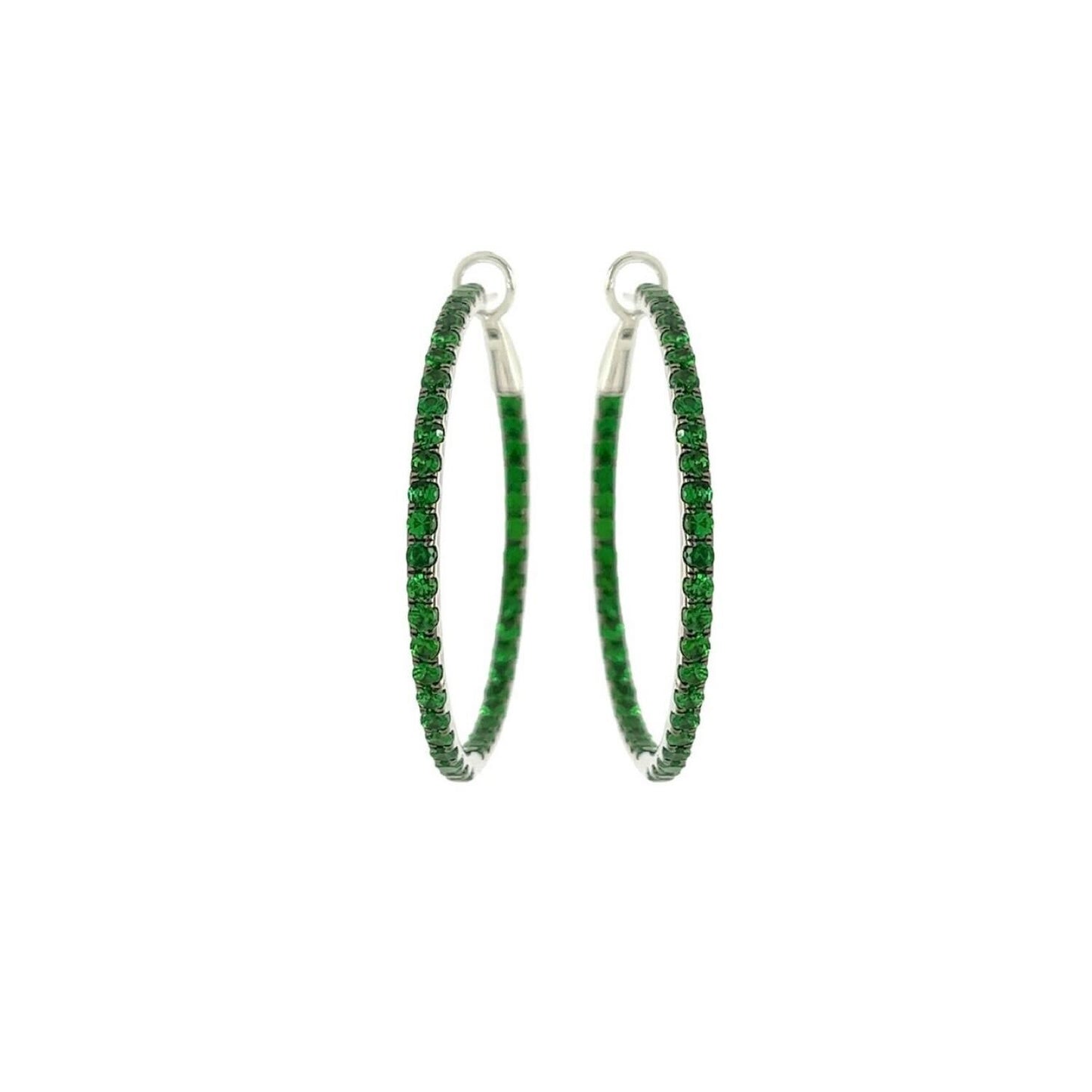 White Gold Tsavorite Hoop Earrings