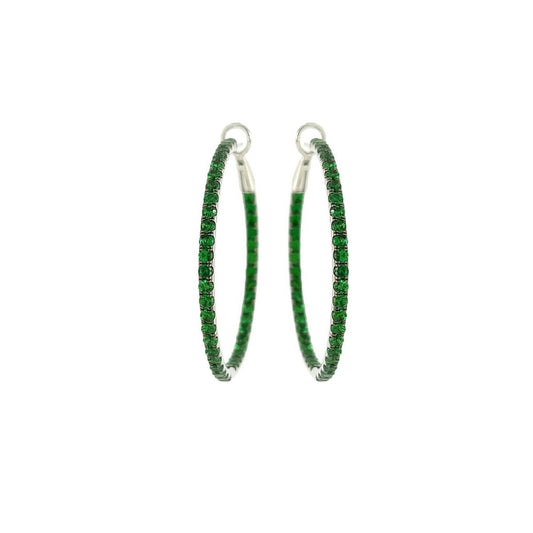 White Gold Tsavorite Hoop Earrings