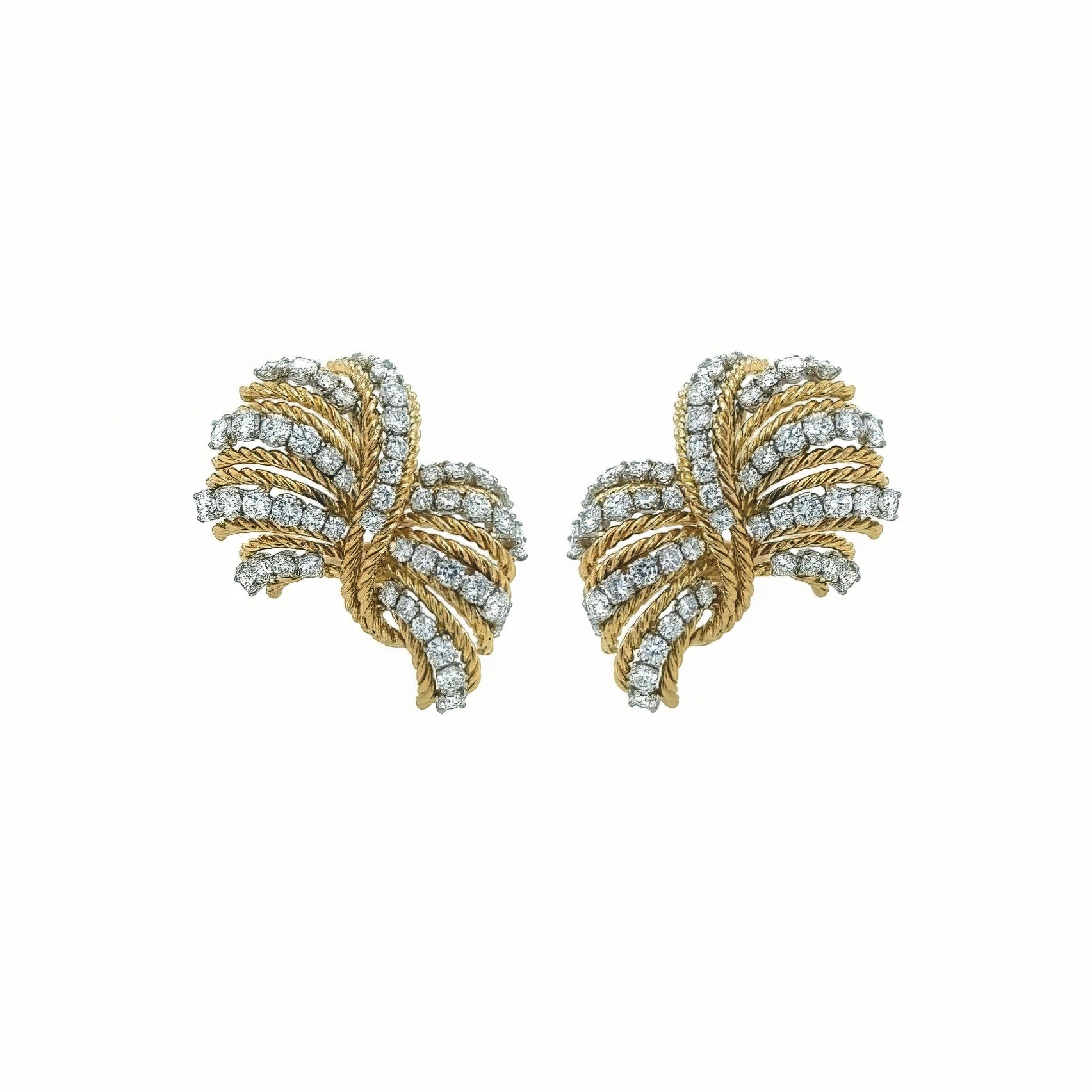 Verdura "Twisted Rope" Gold Diamond Earrings