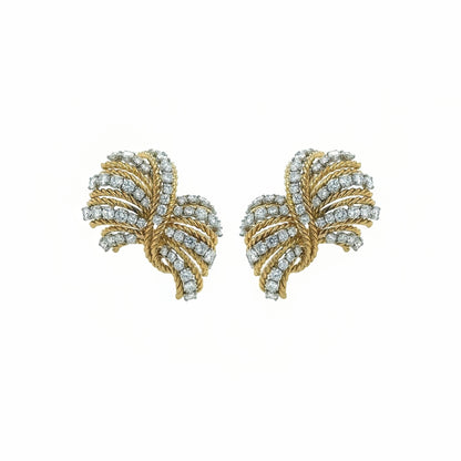 Verdura "Twisted Rope" Gold Diamond Earrings