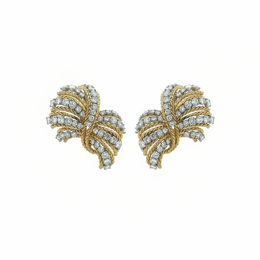 Verdura "Twisted Rope" Gold Diamond Earrings