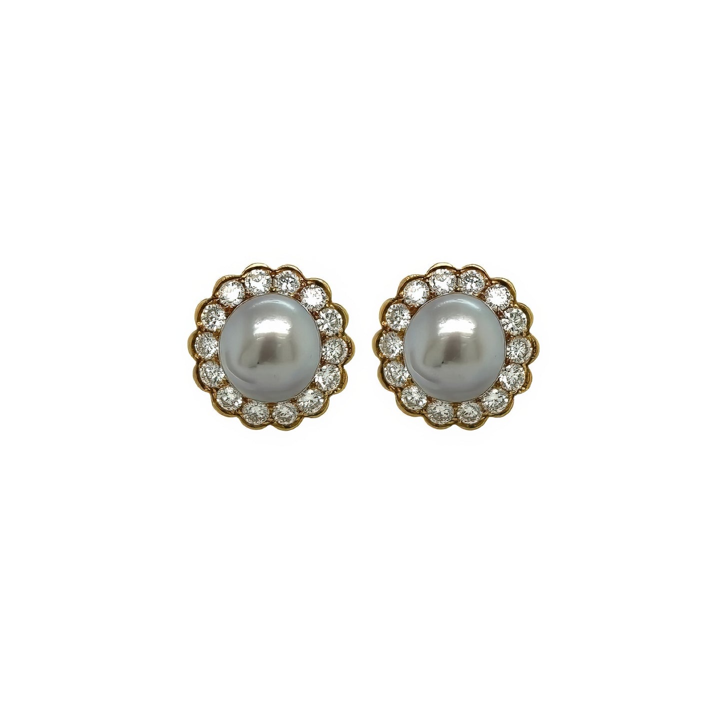 Gray Tahitian Pearl Diamond Earrings