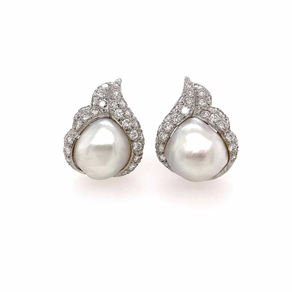 Baroque Pearl Diamond Earrings