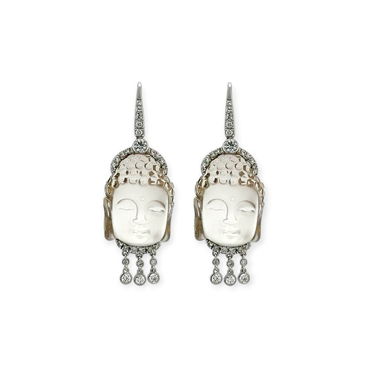 Michele della Valle Rock Crystal Diamond Buddha Earrings