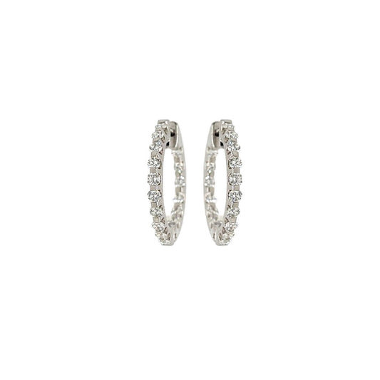 Medium White Gold Diamond Hoop Earrings