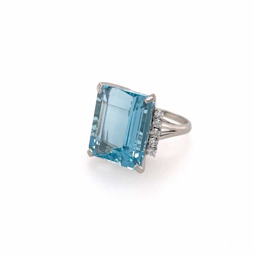 Aquamarine Diamond Ring