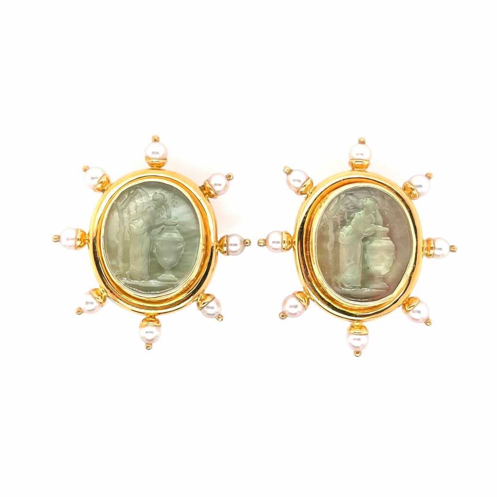 Elizabeth Locke Intaglio Earrings