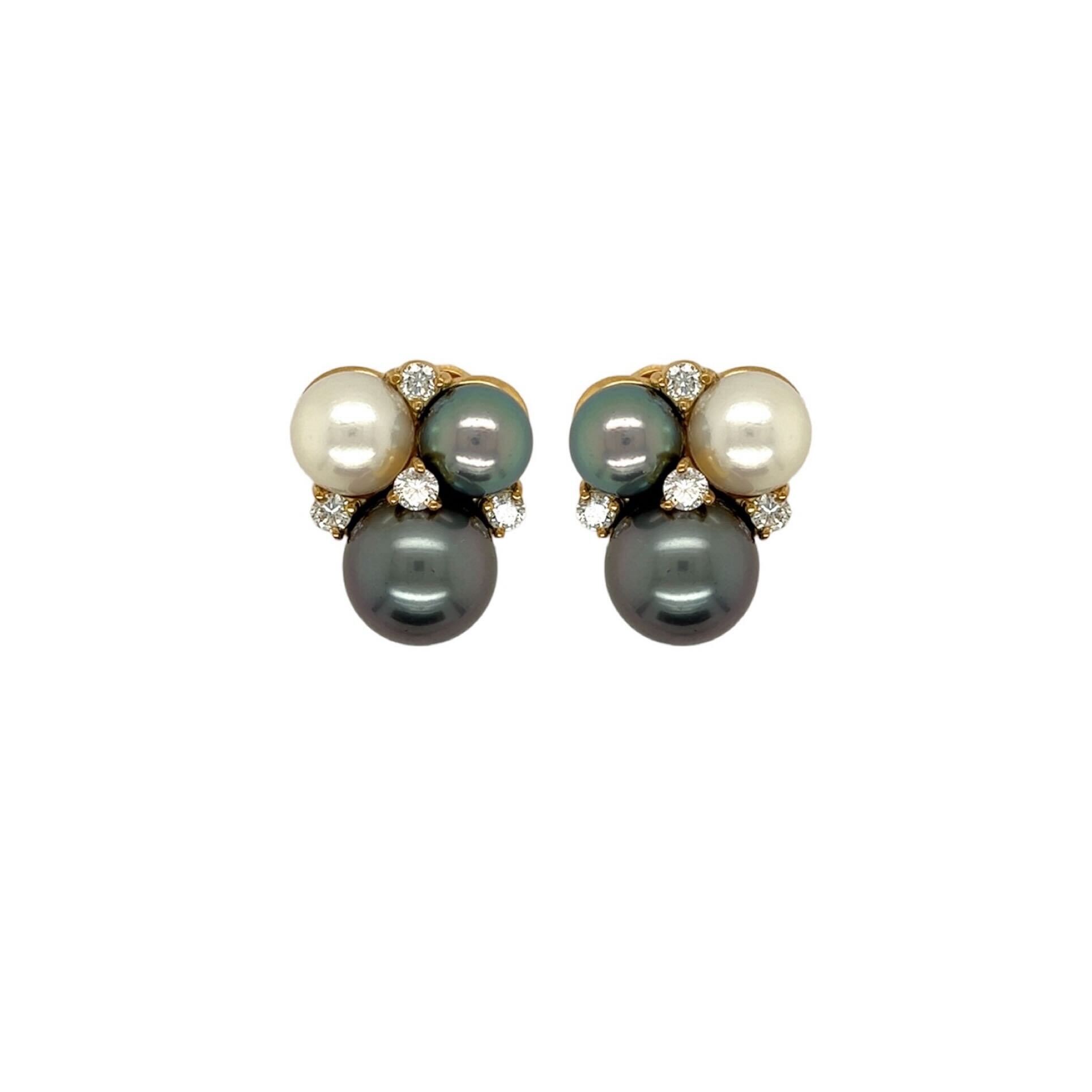 Seaman Schepps Pearl Cluster Earrings