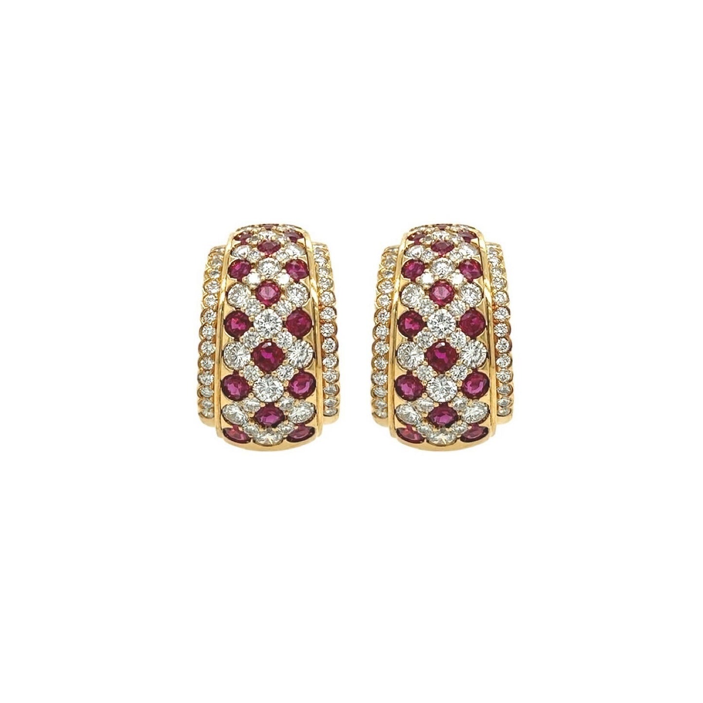 Ruby Diamond Bombe Hoop Earrings