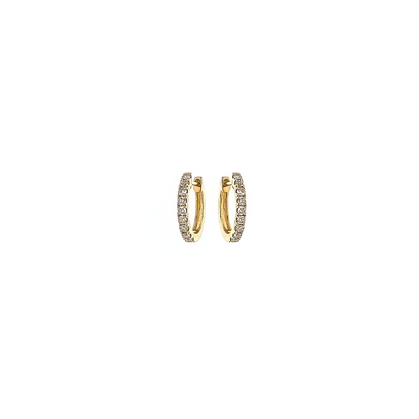 Small Gold Diamond In and Out Hoop Earrings