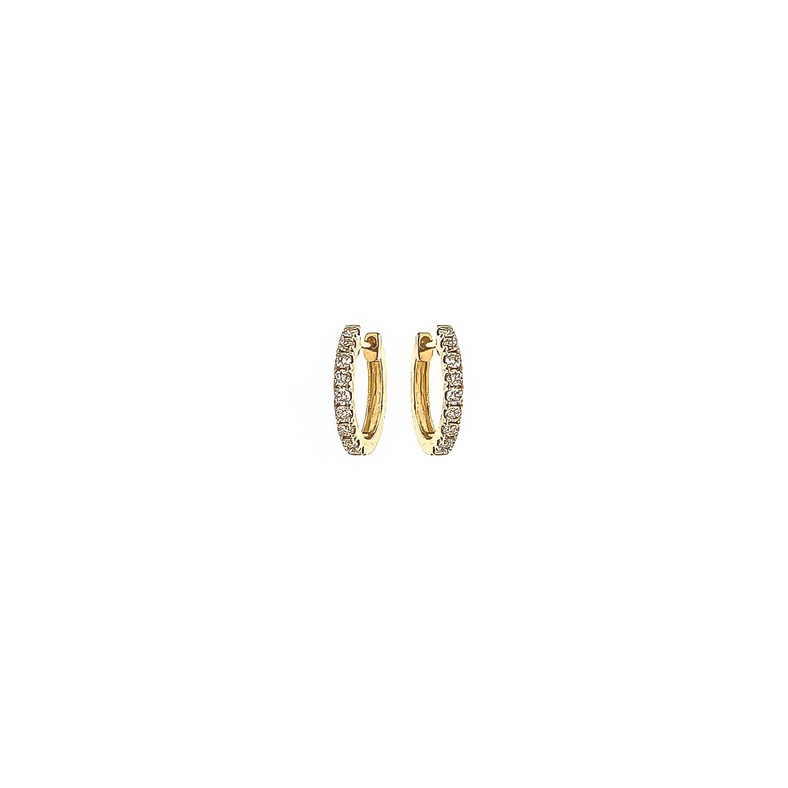 Small Gold Diamond In and Out Hoop Earrings