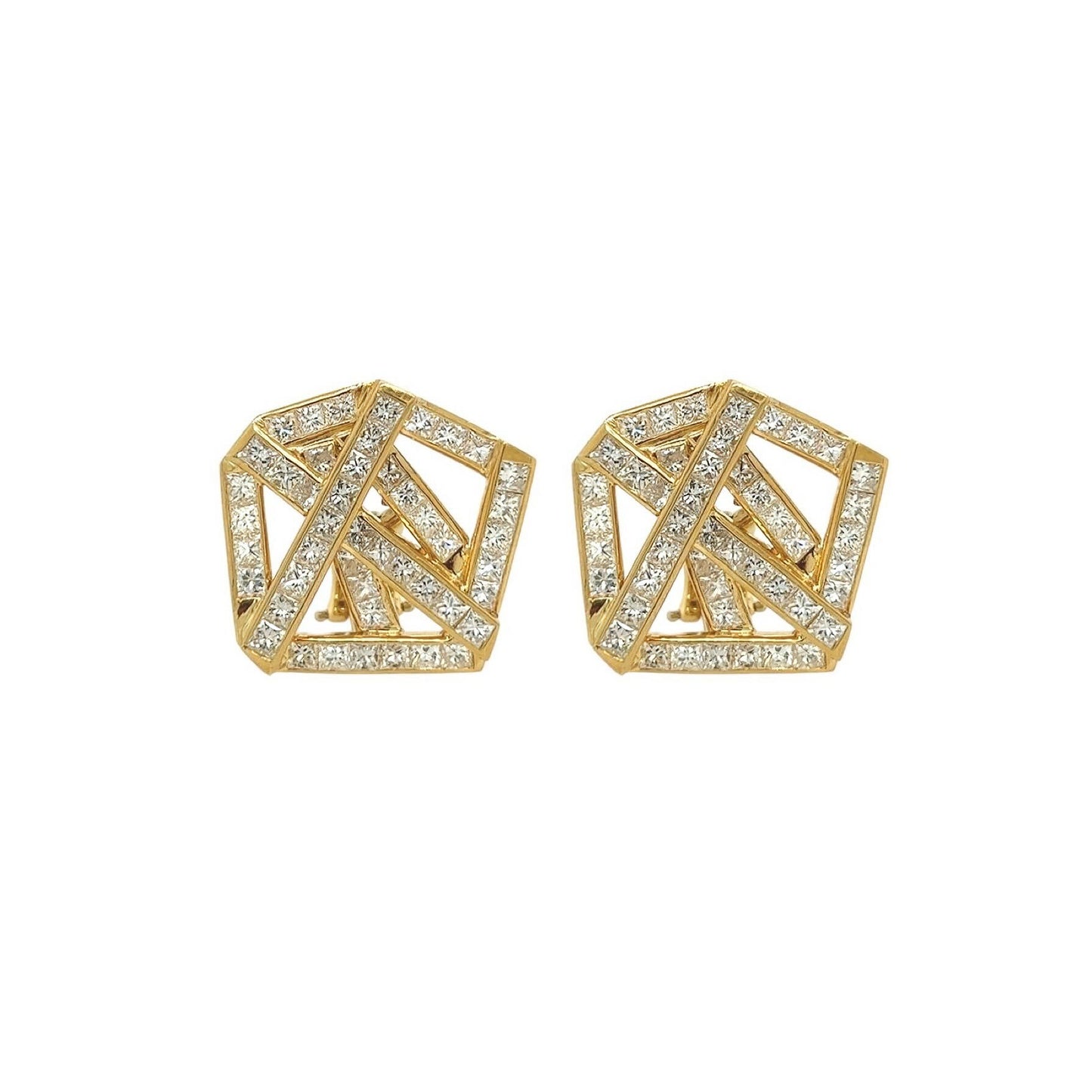 Hammerman Gold Diamond Pentagon Earrings