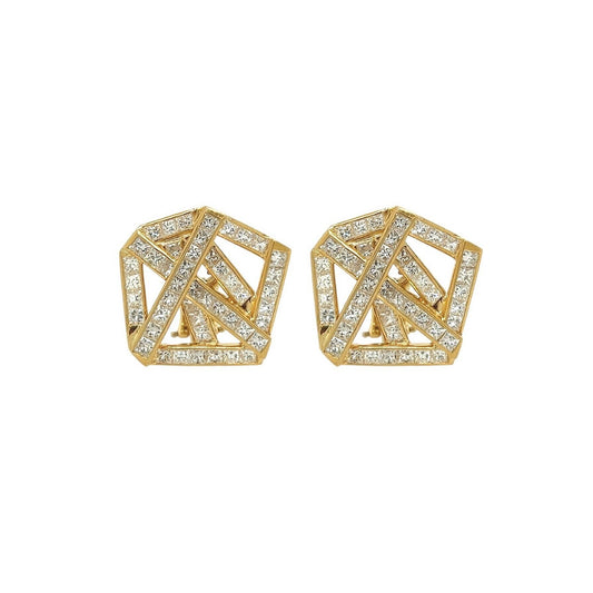 Hammerman Gold Diamond Pentagon Earrings