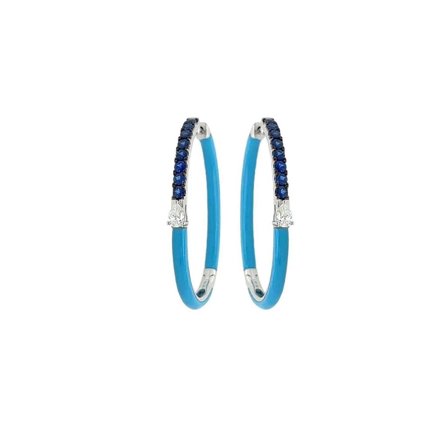 Turquoise Sapphire Diamond Hoop Earrings