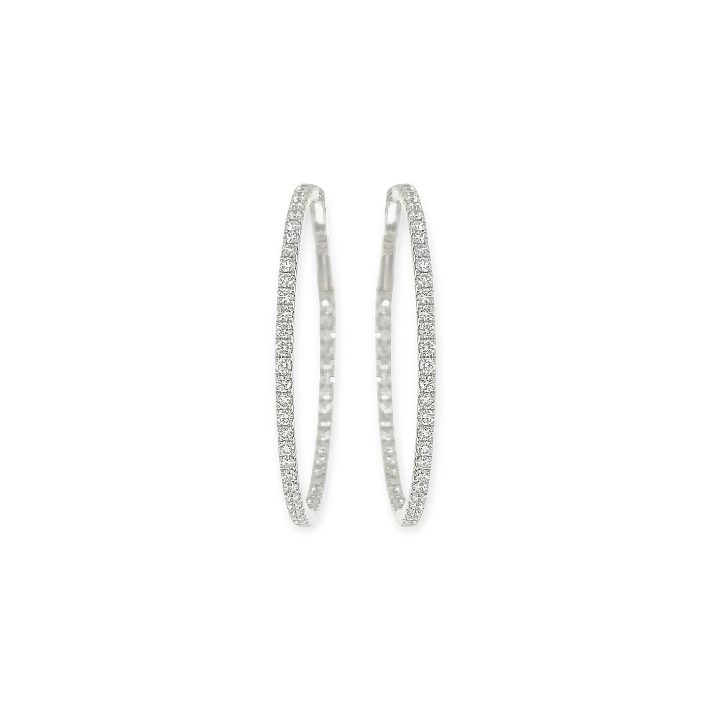 Large White Gold Diamond "In and Out" Earrings