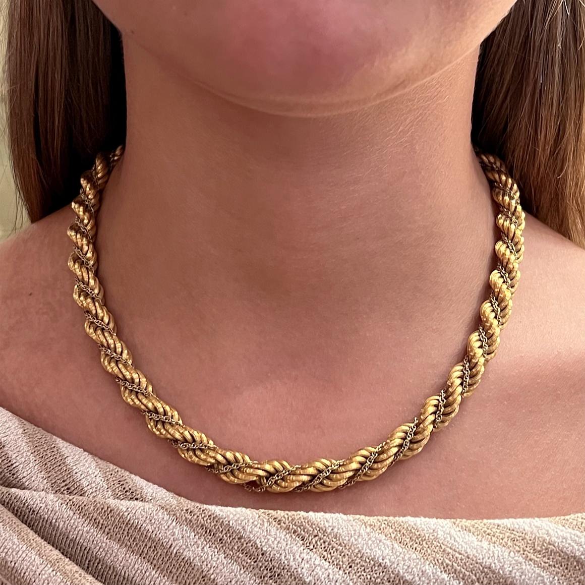 Gold Twisted Rope Chain Necklace