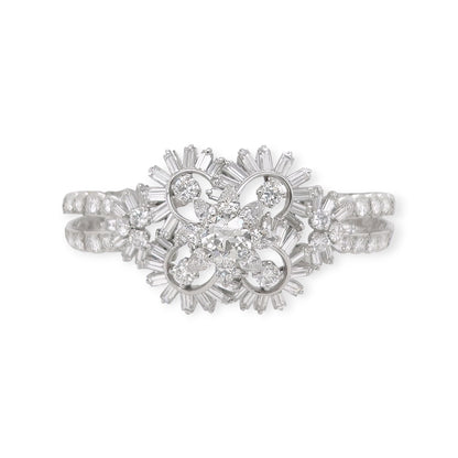 1950s French Platinum Diamond Floral Bracelet