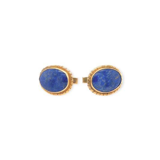 1970s Gold Oval Lapis Cufflinks