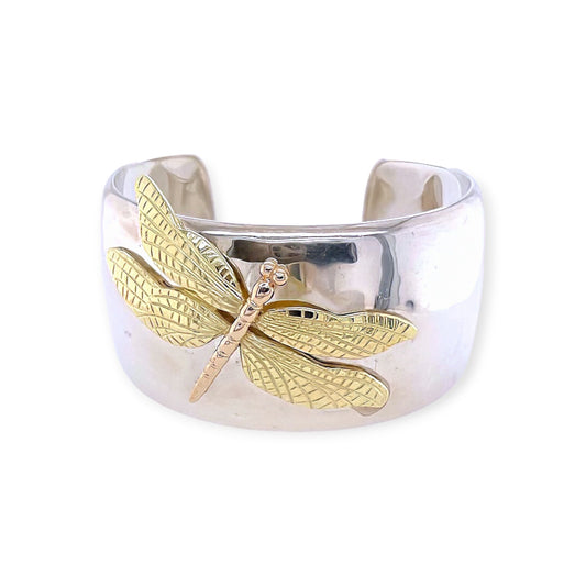 Tiffany Silver Gold Dragonfly Cuff Bracelet