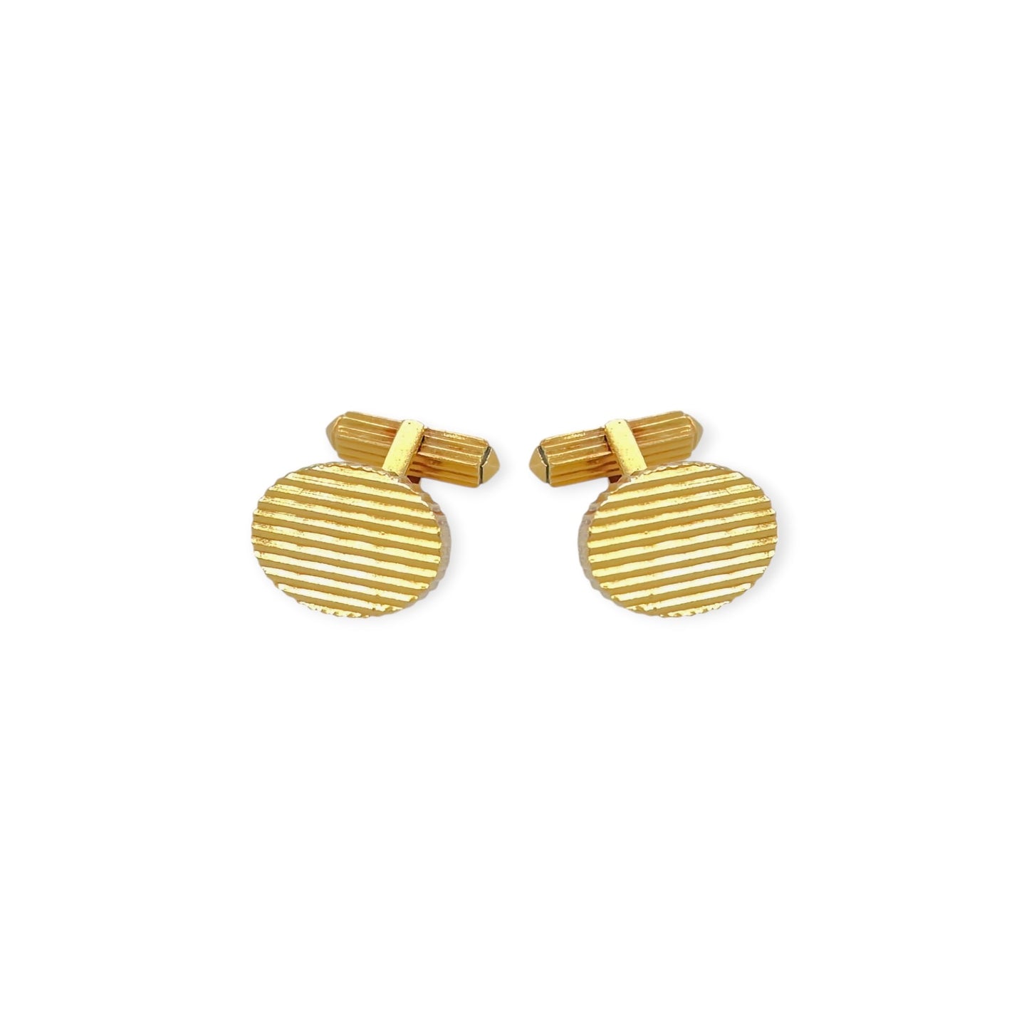 Tiffany Gold Ridged Oval Disc Cufflinks