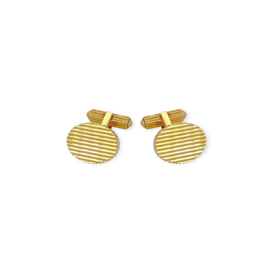 Tiffany Gold Ridged Oval Disc Cufflinks