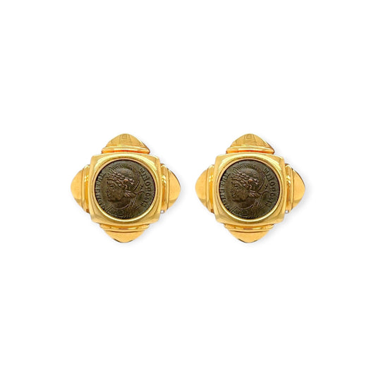 Bulgari Constantinopolis Ancient Coin Gold Earrings