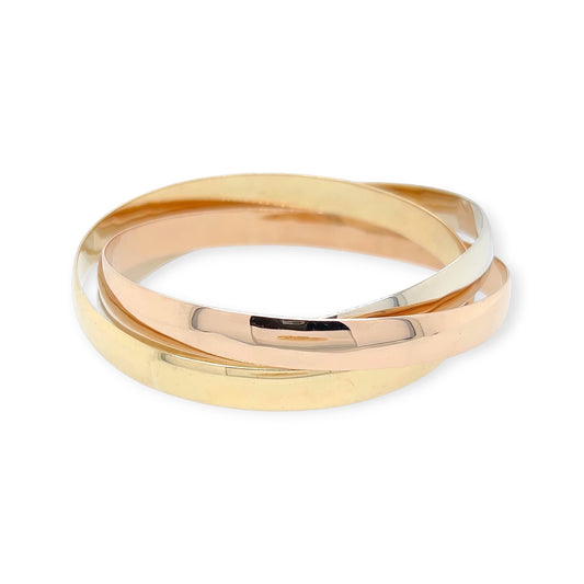 Tricolor Gold Interlocking Bangle Bracelet