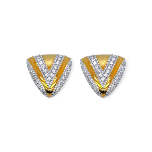 Dario Gold Diamond Puffed Triangle Earrings