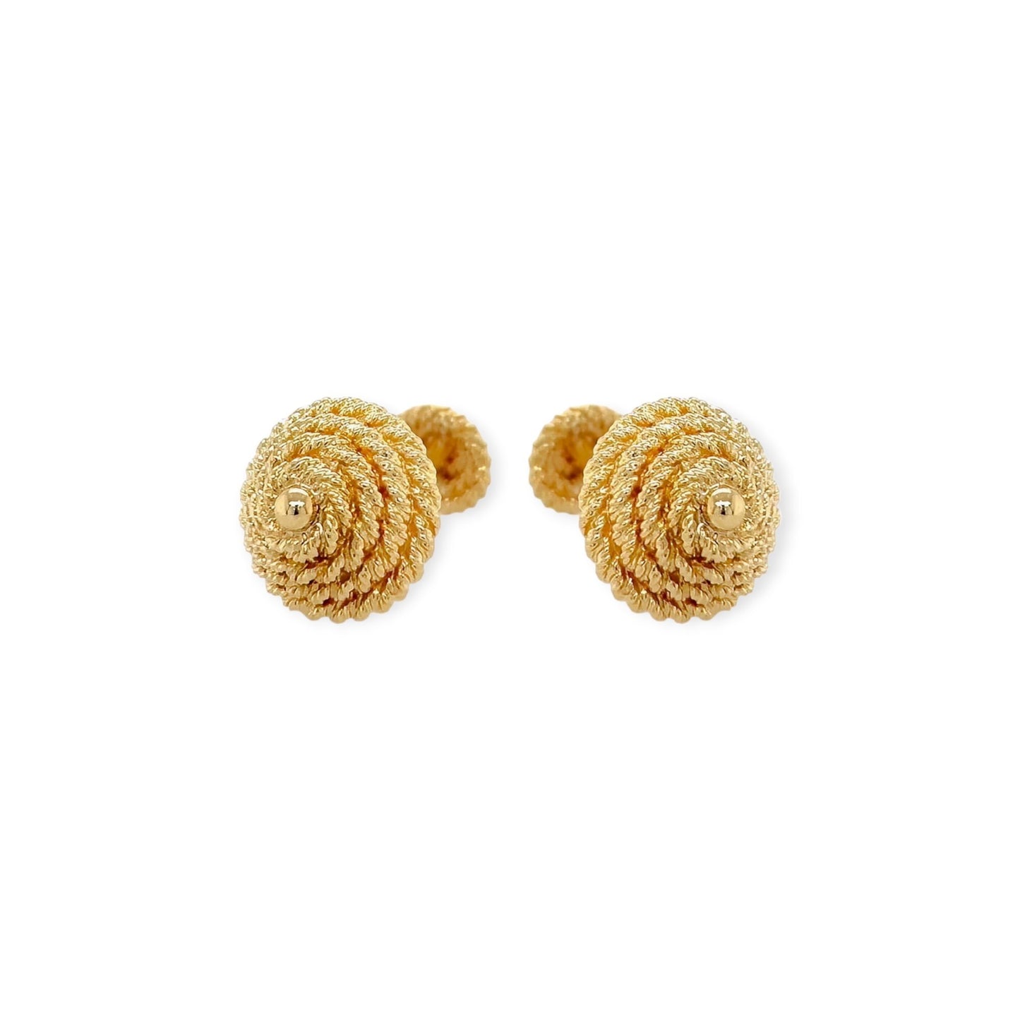 David Webb Gold Domed Ropework Cufflinks