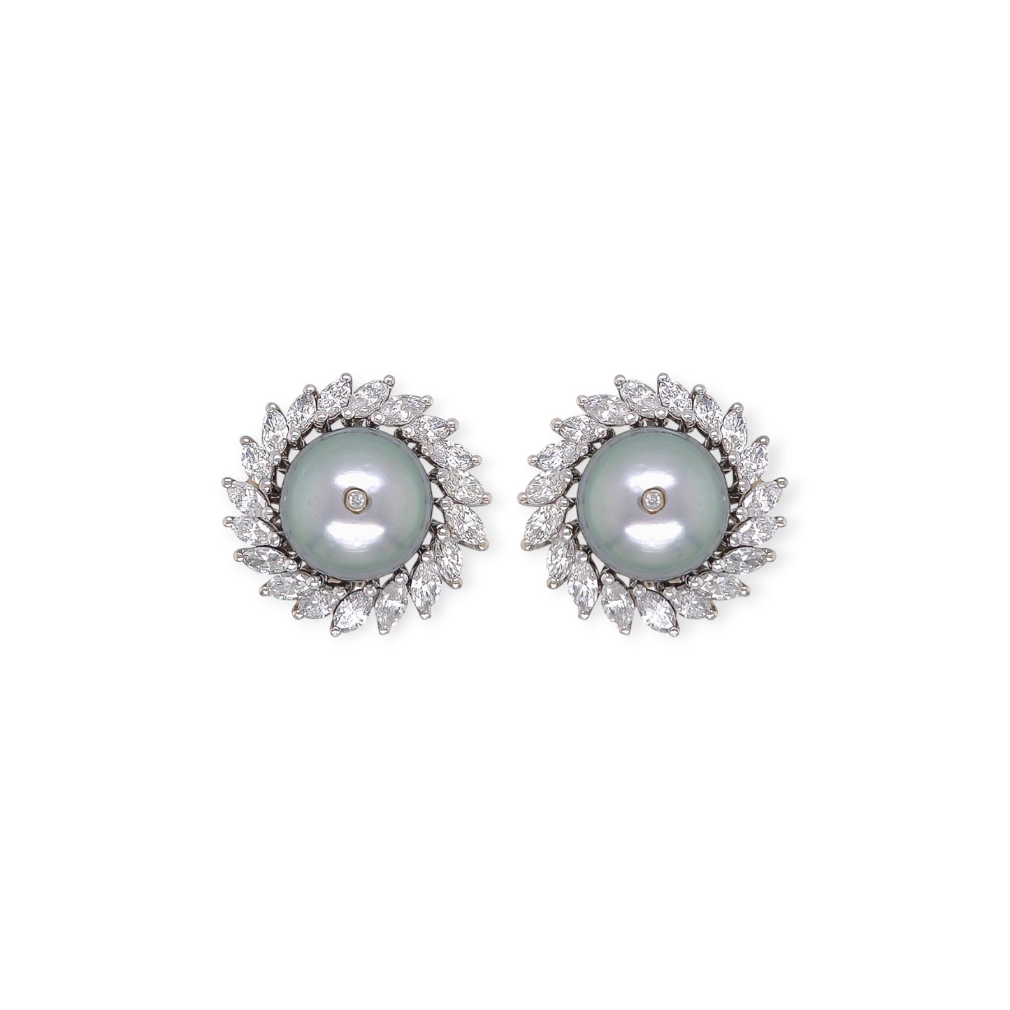 Borra White Gold Tahitian Pearl Diamond Earrings