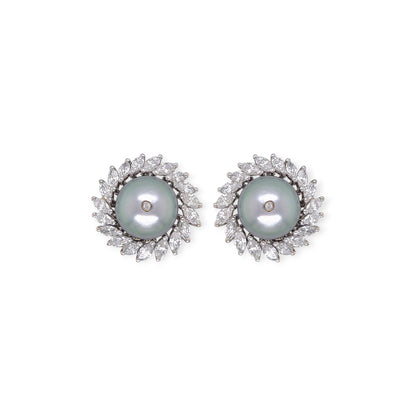 Borra White Gold Tahitian Pearl Diamond Earrings