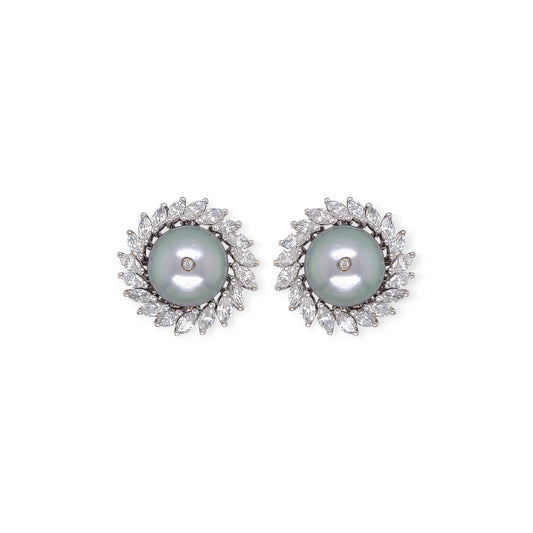 Borra White Gold Tahitian Pearl Diamond Earrings