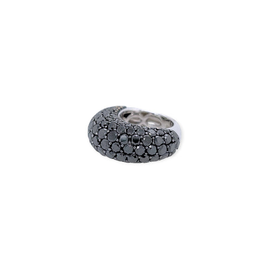 Piranesi Black Diamond White Gold Bombe Ring