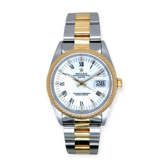 Rolex Oyster Perpetual Date Gold Stainless Steel Watch