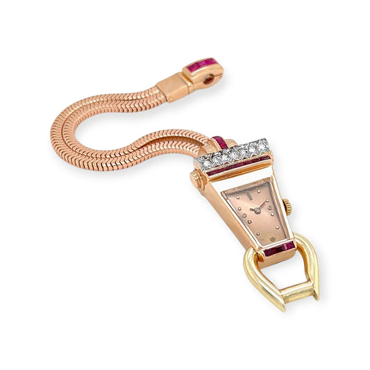 Concord Rose Gold Ruby Diamond Snake Link Watch