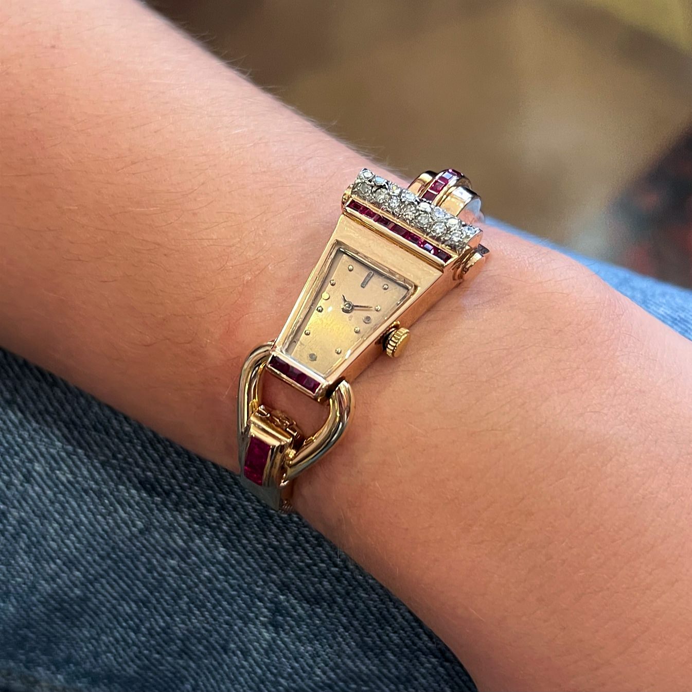 Concord Rose Gold Ruby Diamond Snake Link Watch