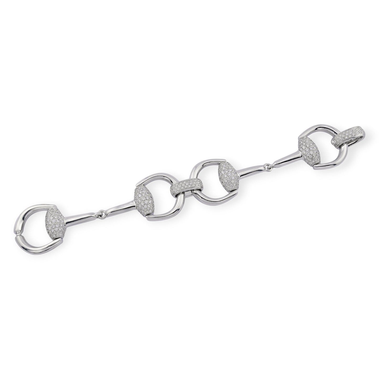 Gucci White Gold Diamond Equestrian Link Bracelet