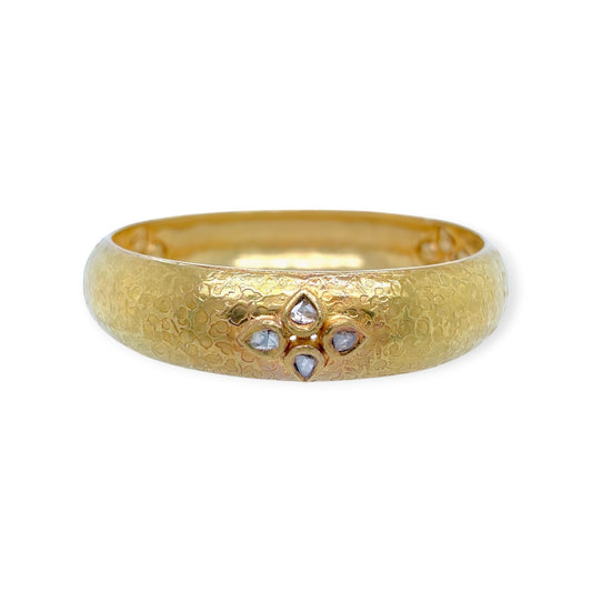 Gold Diamond Quatrefoil Bangle Bracelet