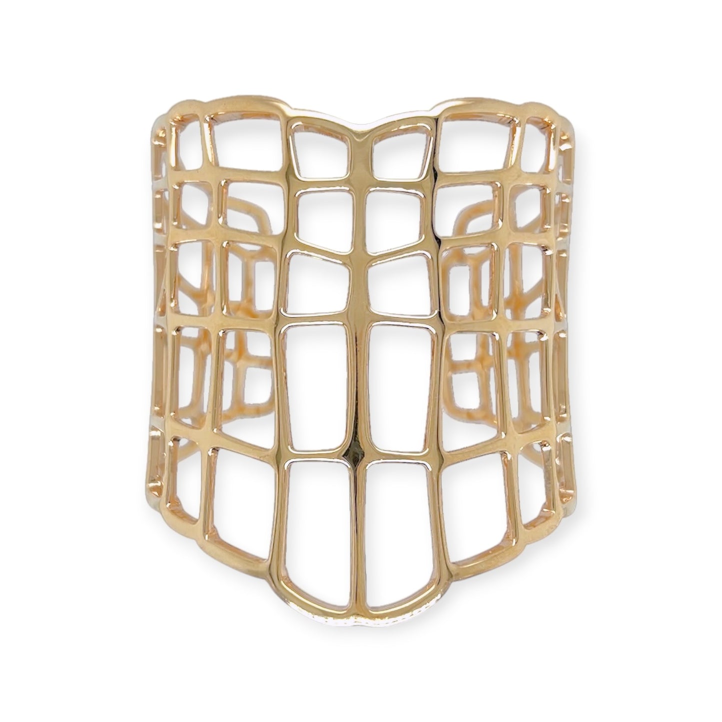 Hermes Wide Gold Open Web Cuff Bracelet