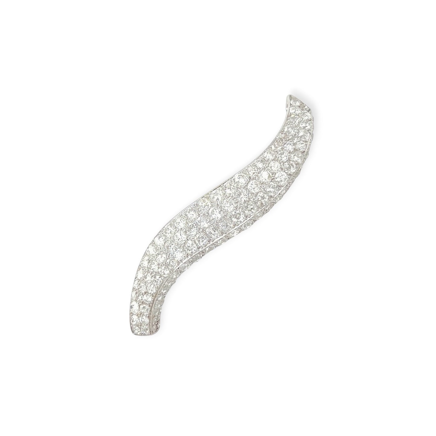 Van Cleef Platinum Diamond Flame Brooch