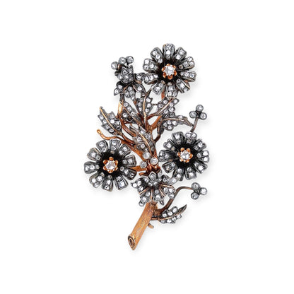 Silver Topped Gold En Tremblant Flower Brooch