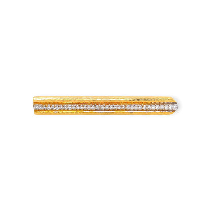Andrew Clunn Gold Diamond Hammered Bar Brooch