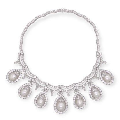 South Sea Pearl Diamond Scalloped Necklace